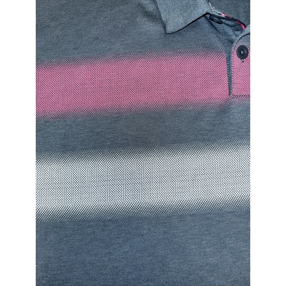 Nike Golf Polo Shirt Mens XL Gray Pink Tour Performance Dri-Fit Short Sleeve